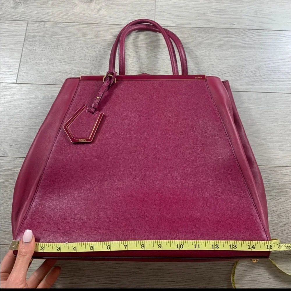 Fendi Medium 2Jours Fuchsia Pink Leather Satchel Tote - Picture 13 of 16